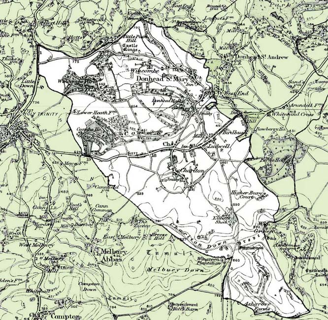 Map of the Civil Parish of Donhead St. Mary