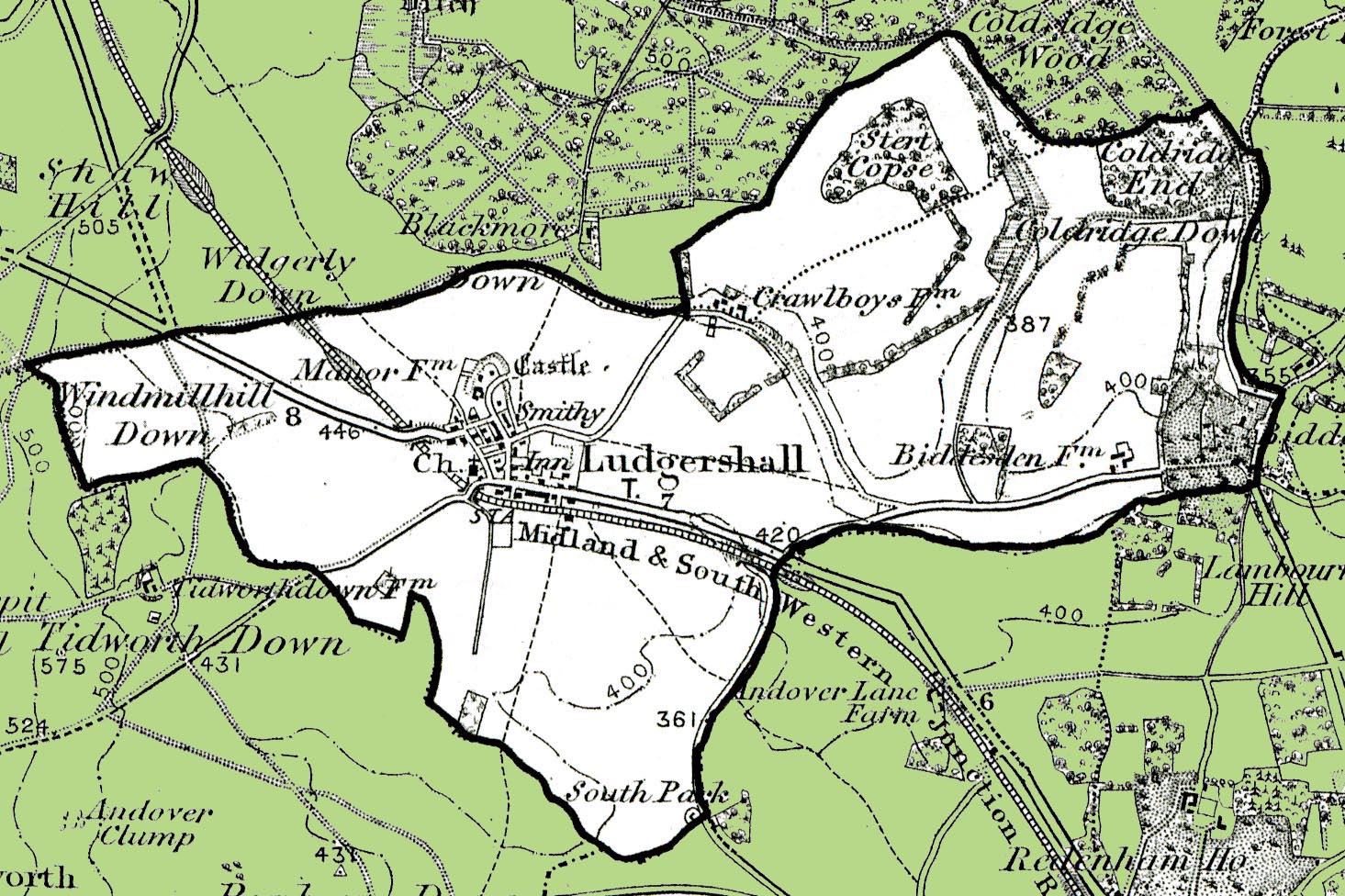 Map of the Civil Parish of Ludgershall