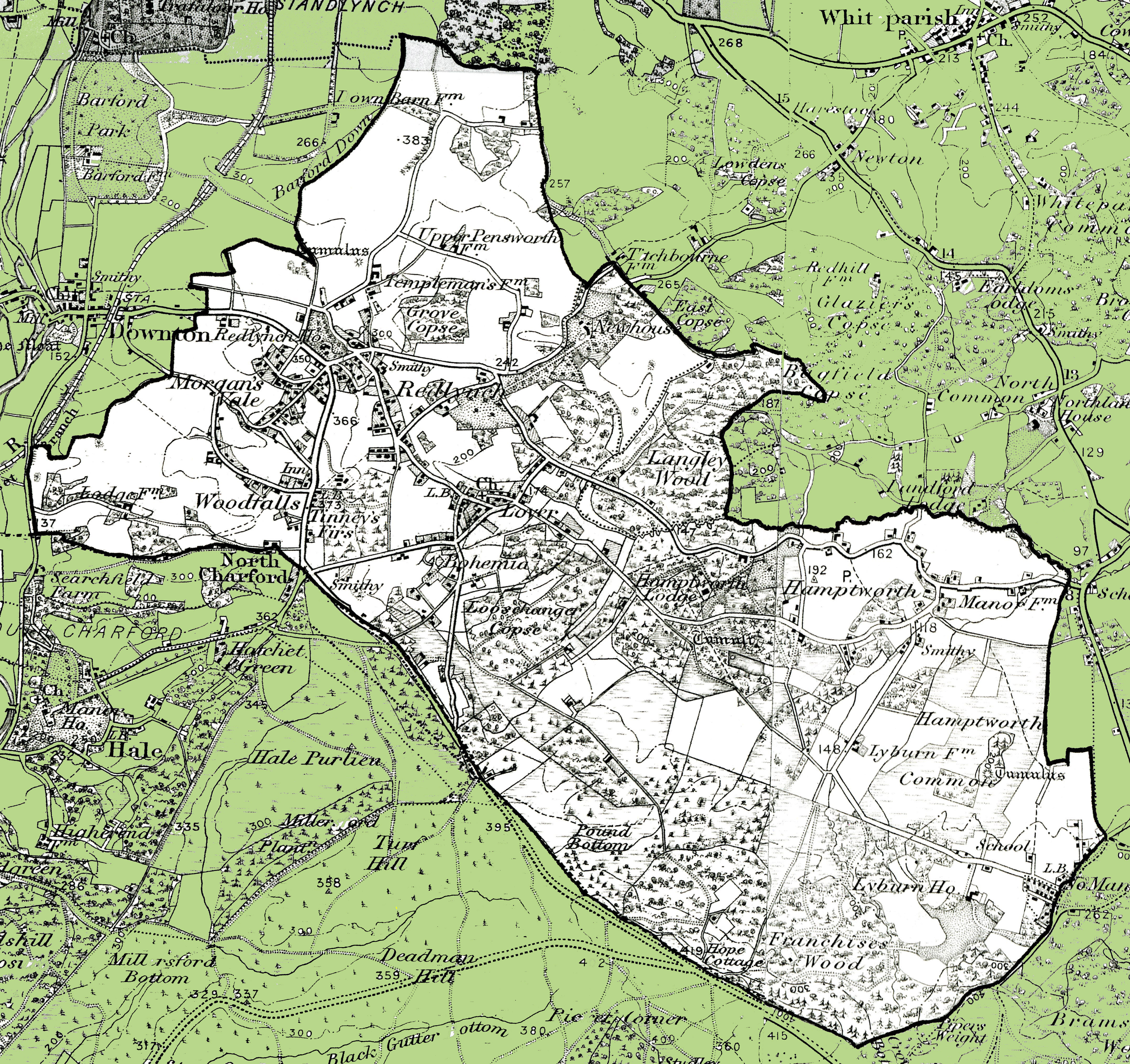 Map of the Civil Parish of Redlynch