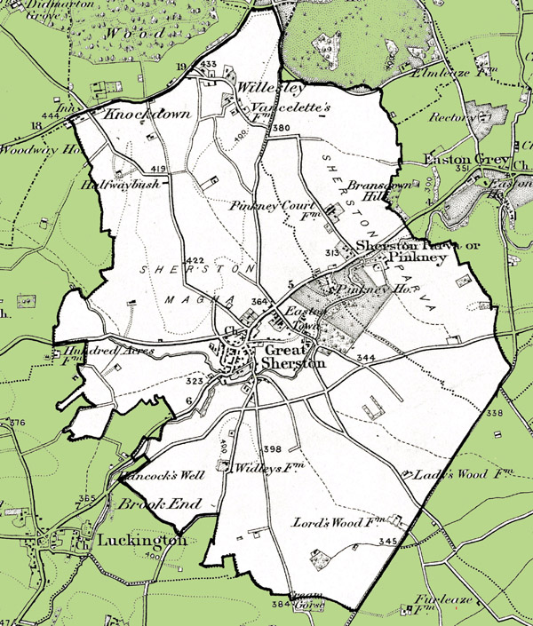 Map of the Civil Parish of Sherston